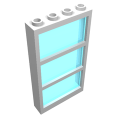 Window 1 x 4 x 6 Frame with 3 Panes, with Fixed Trans-Light Blue Glass (6160c01)
