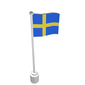 Flag on Flagpole with Sweden Print
