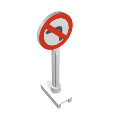Road Sign Round with Left Turn Prohibited Print (80039)