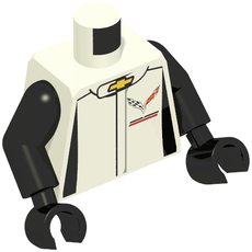 Torso Race Suit Yellow Chevrolet Logo / 'CORVETTE RACING' on Back print, Black Arms and Hands (973c03h03pr3285)