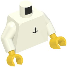 Torso Boat Anchor Logo Print, White Arms, Yellow Hands (973c27h01pr0009)