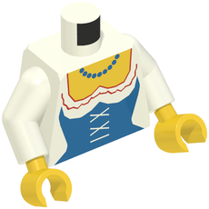 Torso Blue Corset and Necklace Print (Maiden), White Arms, Yellow Hands (973c27h01pr0013)