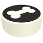 Tile Round 1 x 1 with White Bone on Black Background print