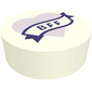 Tile Round 1 x 1 with Dark Purple Banner 'BFF' on Lavender Heart