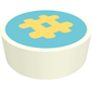 Tile Round 1 x 1 with Bright Light Yellow # on Medium Azure Background print