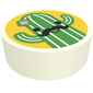 Tile Round 1 x 1 with Green Cactus on Bright Light Orange Background print
