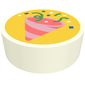 Tile Round 1 x 1 with Pink Party Hat on Bright Light Orange Background print