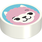 Tile Round 1 x 1 with Pink Llama, Dark Azure Background print