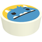 Tile Round 1 x 1 with Blue Monster, Bright Light Orange Background print