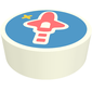 Tile Round 1 x 1 with Coral Rocket on Blue Background print