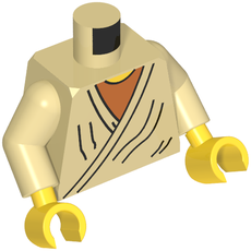 Torso Robe with Brown Undershirt and Yellow Neck Print (Old Obi-Wan), Tan Arms, Yellow Hands (973c26h01pr0005)