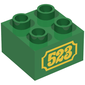 Duplo Brick 2 x 2 with Yellow '523' Antique Style Print