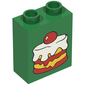 Duplo Brick 1 x 2 x 2 with Cake Topped with a Cherry Print