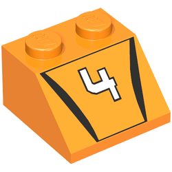 Slope 45° 2 x 2 with '4' Hot Scorcher Print