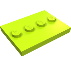 LEGO part 88646 Plate Special 3 x 4 with 1 x 4 Center Studs [Plain] in Bright Yellowish Green/ Lime