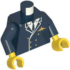 Torso Pilot Jacket, Suit Double Breasted, Tie, Gold Buttons and Logo Pin Print, Dark Blue Arms, Yellow Hands (973c05h01pr0189)