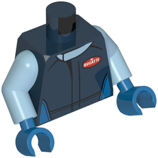 Torso Racing Jacket, Bright Light Blue Collar, Red 'Bugatti' Logo Print, Bright Light Blue Arms, Blue Hands (973c29h28pr3792)