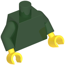 Torso, Dark Green Arms, Yellow Hands [Plain] (973c35h01)