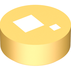 Tile Round 1 x 1 with Large and Small White Squares, Metallic Gold Background Print (Brickheadz Eye)