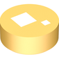 Tile Round 1 x 1 with Large and Small White Squares, Metallic Gold Background Print (Brickheadz Eye)