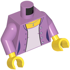 Torso Jacket, Buttons, Lavender Shirt, Necklace with Pendant Print, Medium Lavender Arms, Yellow Hands (973c33h01pr3424)