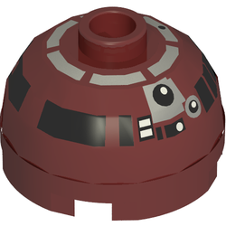 Brick Round 2 x 2 Dome Top, Blocked Open Stud, Bottom Axle Holder with Silver and Black Astromech Droid Print (R4-P17)