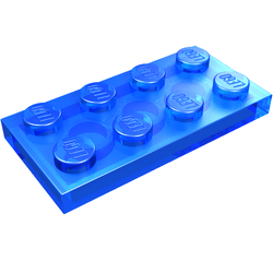 LEGO part 3020 Plate 2 x 4 in Transparent Blue/ Trans-Dark Blue