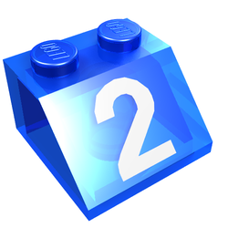 Slope 45° 2 x 2 with White '2' Print