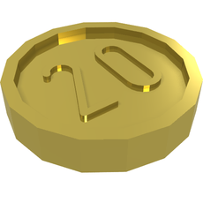 Money / Coin with "20" Sans-serif Type (57504)