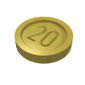 Money / Coin with "20" Sans-serif Type