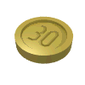 Money / Coin with "30" Sans-serif Type
