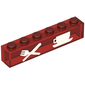 Brick 1 x 6 with No Bottom Tubes with White Knife & Fork, Cup & Saucer Print