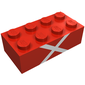 Brick 2 x 4 with White Cross Print