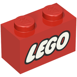 LEGO PART 3004pr9968 Brick 1 x 2 with LEGO Logo Closed O White with ...