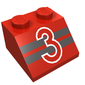 Slope 45° 2 x 2 with "3" over Black Stripes Print