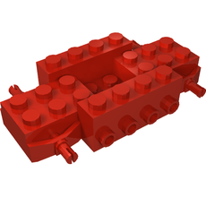 Vehicle Base 4 x 8 x 1 1/3 with Wheel Pins, 4 studs on each side, 2 x 2 Recessed Center and Hole (30837)