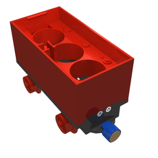 Battery Box, Train Car with Black Base, Red Wheels and Magnets (3443c02)