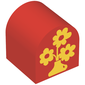 Duplo Brick 2 x 2 x 2 Curved Top with Vase and Three Flowers Print