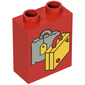 Duplo Brick 1 x 2 x 2 with Suitcases, Yellow and Light Gray Print