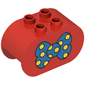 Duplo Brick 2 x 4 x 2 Rounded Ends with Blue Bow Tie with Yellow Spots Print