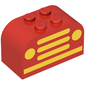 Brick Curved 2 x 4 x 2 Double with Yellow Car Grille and Headlights Print