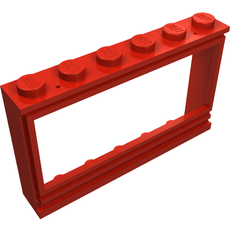 Window 1 x 6 x 3 Panorama (old type) with Solid Studs, no Glass (604a)