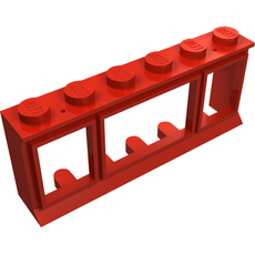 Window 1 x 6 x 2 (old type) with Extended Lip and Solid Studs, no Glass (645a)