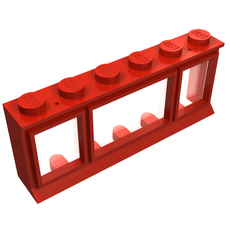 Window 1 x 6 x 2 (old type) with Extended Lip and Solid Studs, with Fixed Glass (645ac01)