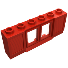 Window 1 x 6 x 2 with Shutters [Old Style Extended Lip & Glass] (646bc01)