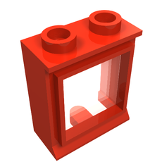 Red Window 1 x 2 x 2, without Glass for Slotted Bricks (7026c)