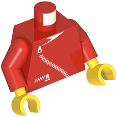 Torso Jacket with Curved Zipper and Pocket Print, Red Arms, Yellow Hands (973c22h01pr0004)