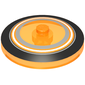 Dish 4 x 4 Inverted with Closed Stud [Radar] with Black, Orange, and Metallic Silver Circles Print