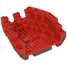 Boat Hull Section, Large Stern 14 x 16 x 5 1/3 with Red Top [Complete Assembly] (2559c02)