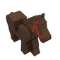 Animal, Horse, Movable Head, Black Eyes, Red Bridle Print [Complete Assembly]